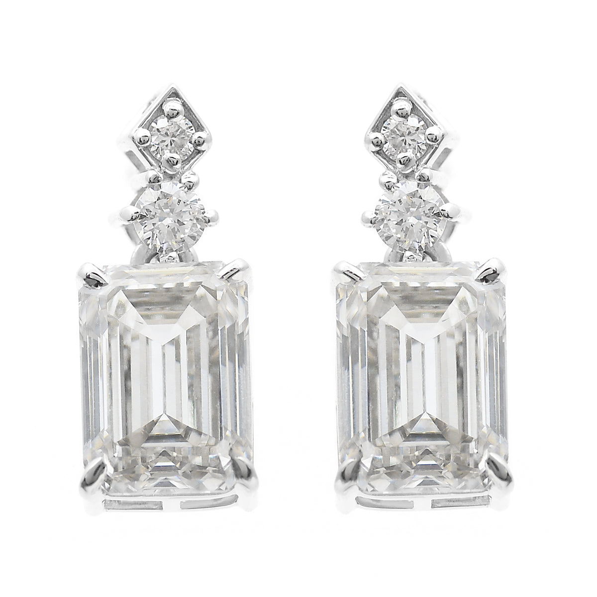 4.42 Carats Lab Grown Diamond 14K Gold Earrings
