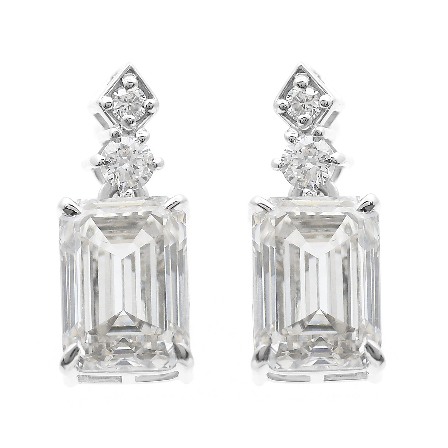4.42 Carats Lab Grown Diamond 14K Gold Earrings
