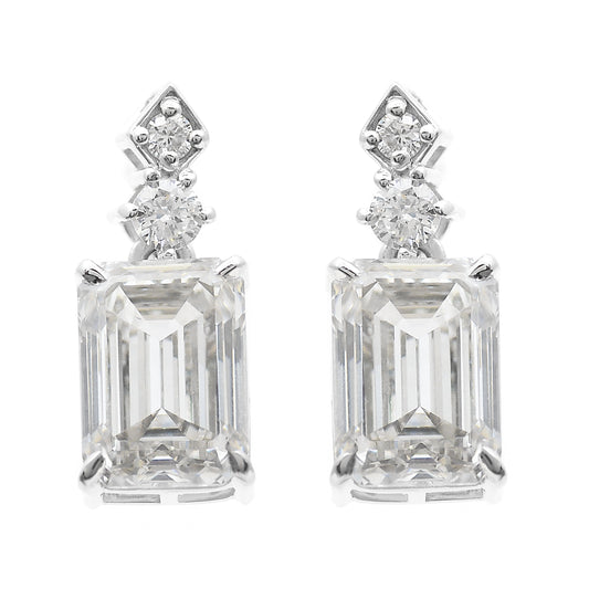 4.42 Carats Lab Grown Diamond 14K Gold Earrings