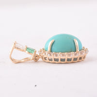 4.24 Ct Oval Turquoise 9K Gold Pendant
