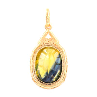 5.04 Ct Oval Mixed Cut Natural Bi Coloured Sapphire 14K Gold Pendant