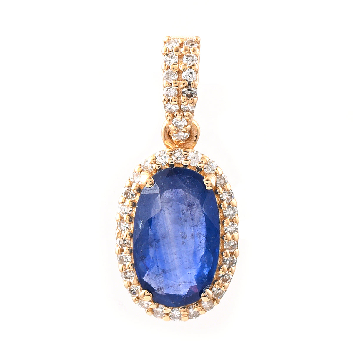 1.38 Ct Oval Mixed Cut Natural Sapphire 14K Gold Pendant