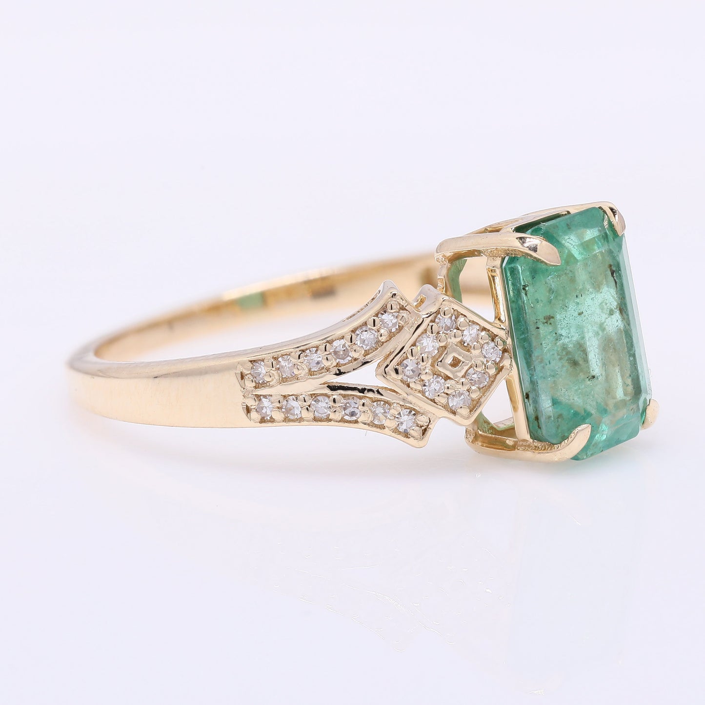 1.96 Ct Octagon Step Cut Natural Emerald 14K Gold Ring
