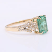 1.96 Ct Octagon Step Cut Natural Emerald 14K Gold Ring