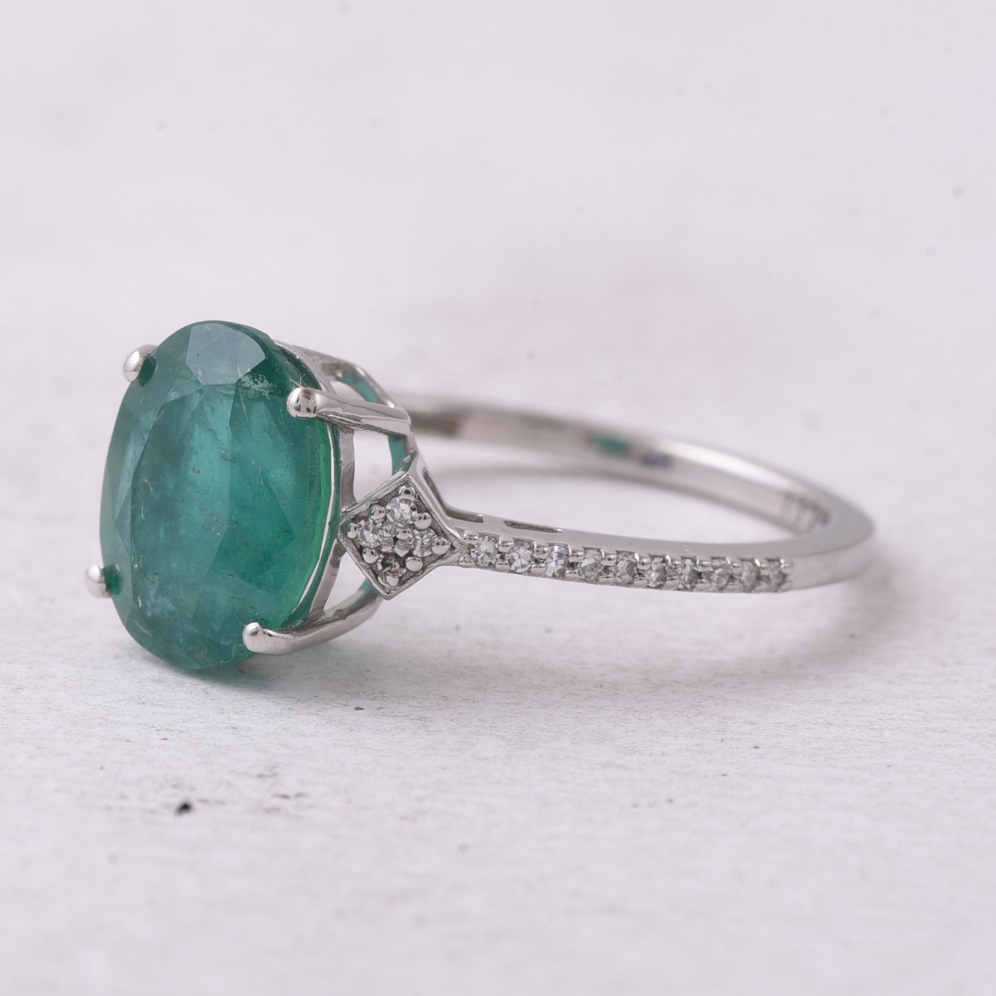 2.67 Ct Oval Mixed Cut Natural Emerald 950 Platinum Ring