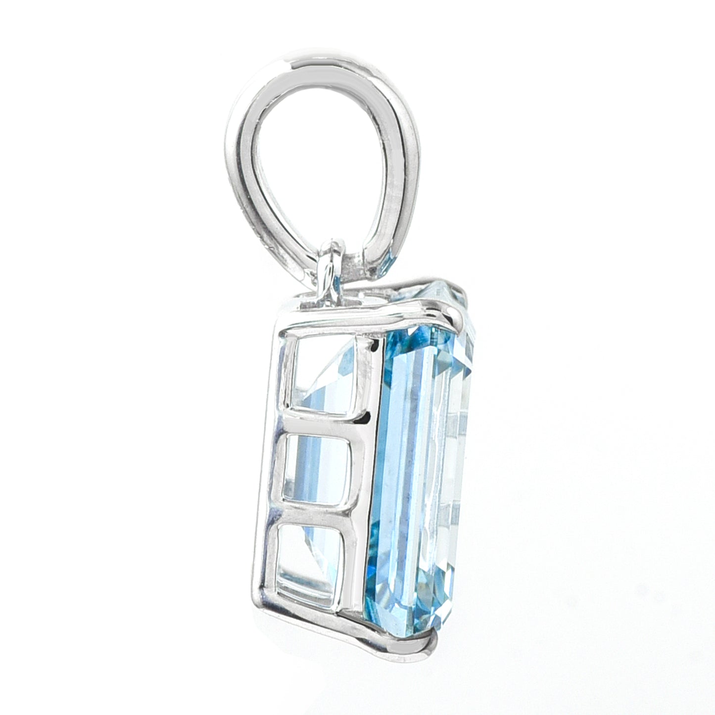2.09 Ct Emerald Cut Blue Lab Grown Diamond 14K Gold Pendant