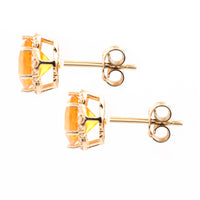 1.90 Ct Round Mixed Cut Natural Fire Opal 14K Gold Earrings