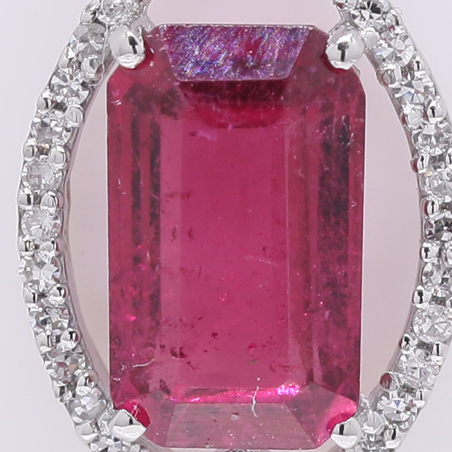 1.84 Ct Octagon Step Cut Natural Rubellite 950 Platinum Pendant