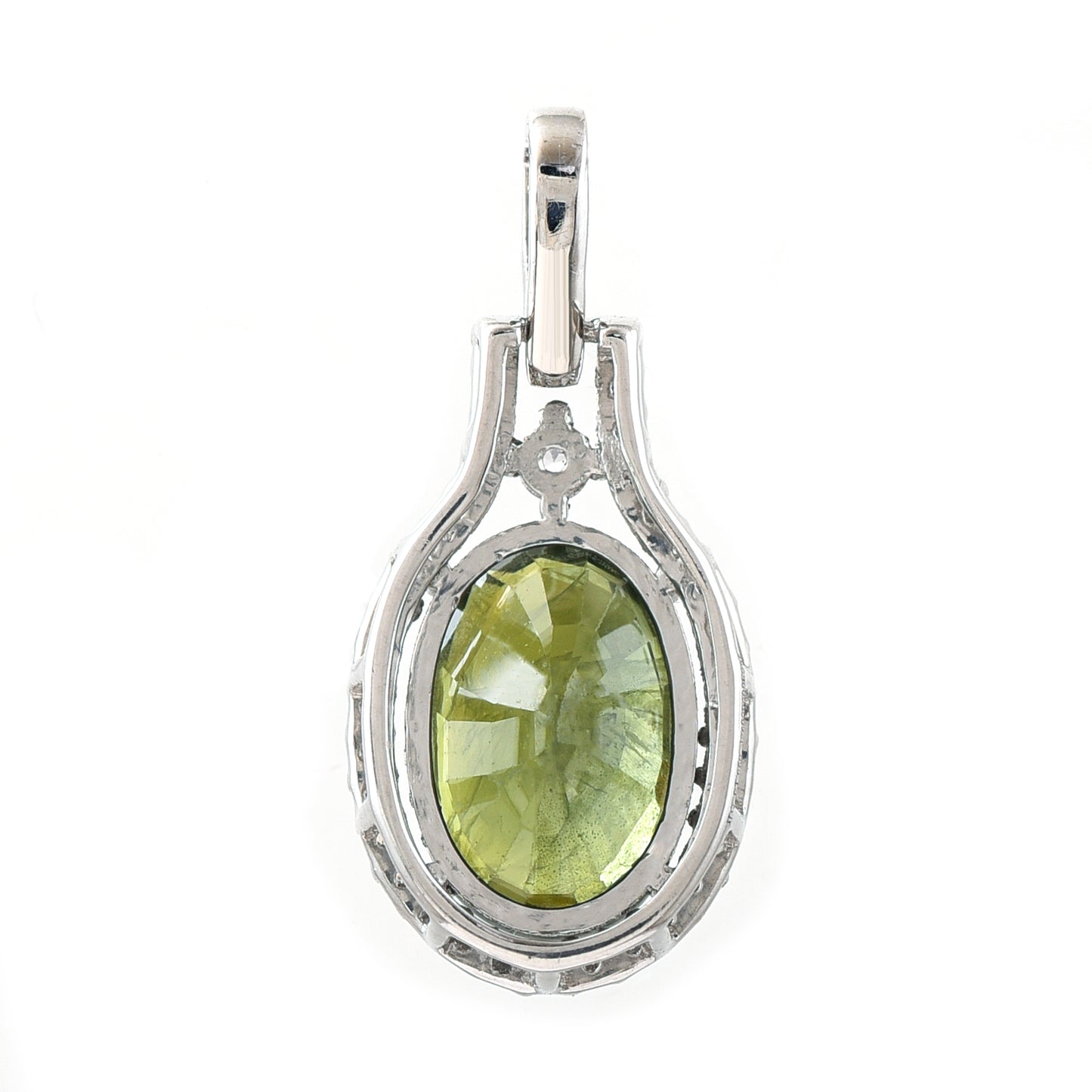 3.04 Ct Oval Mixed Cut Natural Green Sapphire 950 Platinum Pendant
