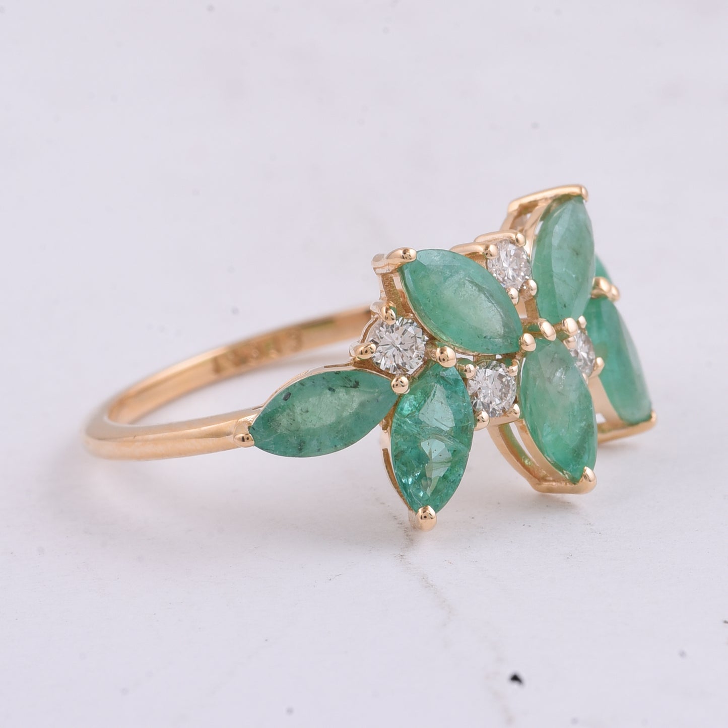 1.78 Ct Marquise Natural Emerald 14K Gold Ring