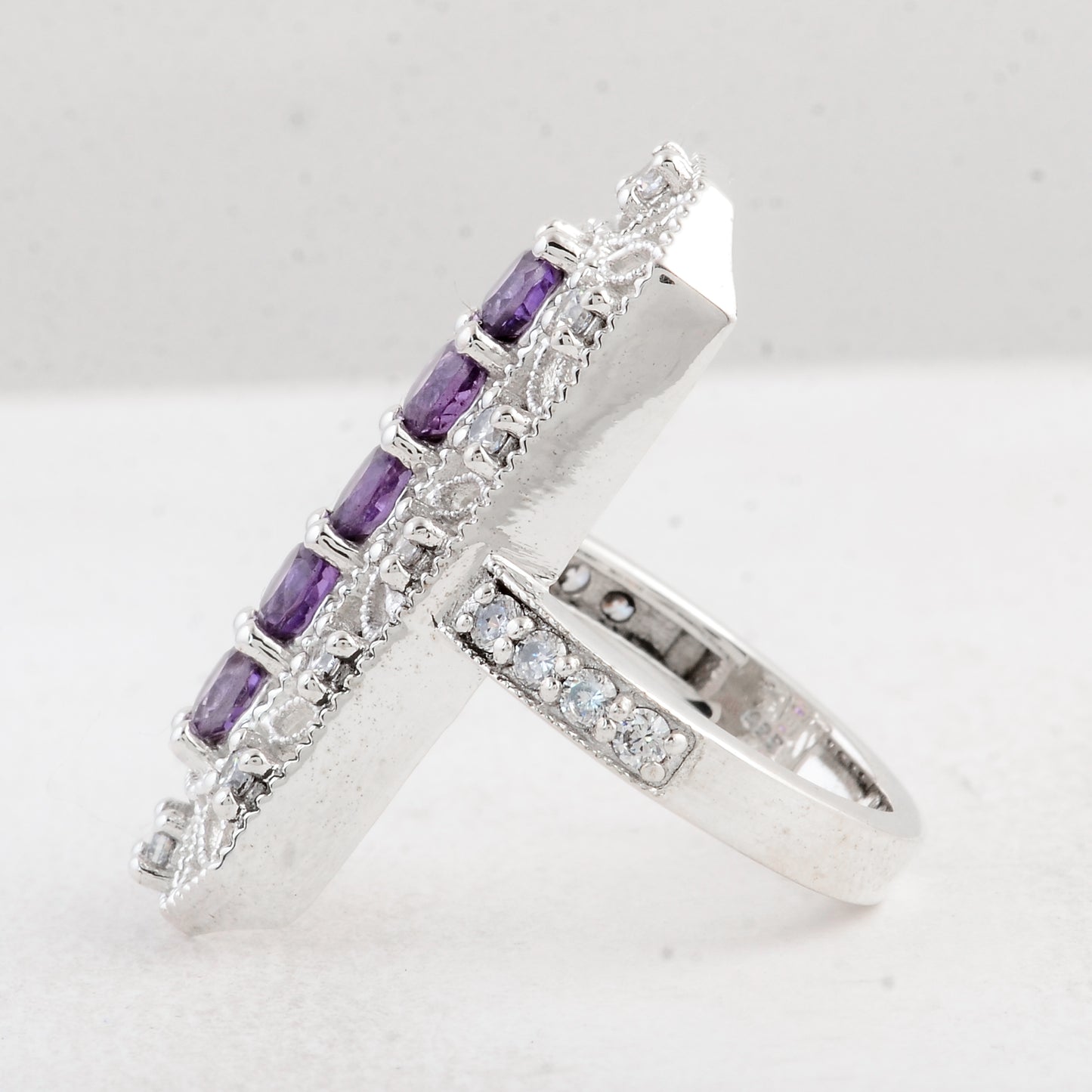 2.43 Ct Round Amethyst 925 Sterling Silver Ring