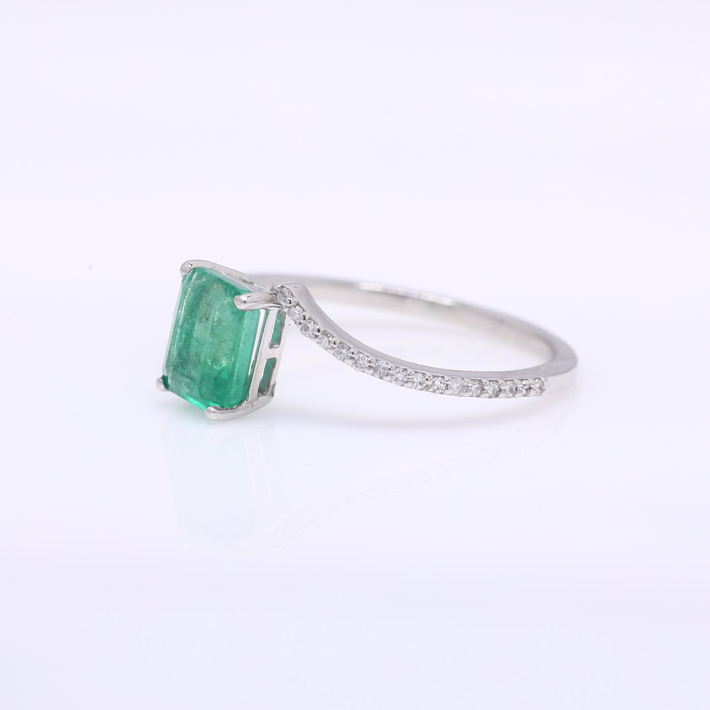 1.13 Ct Octagon Step Cut Natural Emerald 950 Platinum Ring