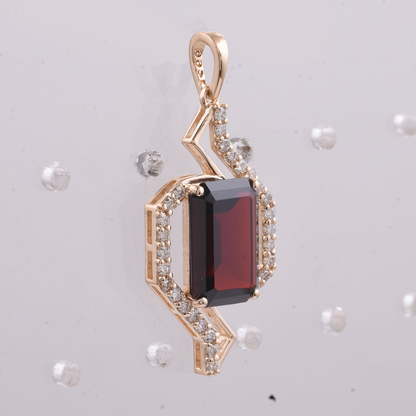 4.44 Ct Octagon Step Cut Natural Garnet 14K Gold Pendant