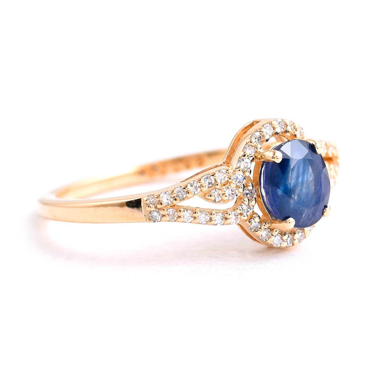1.16 Ct Oval Mixed Cut Natural Sapphire 14K Gold Ring