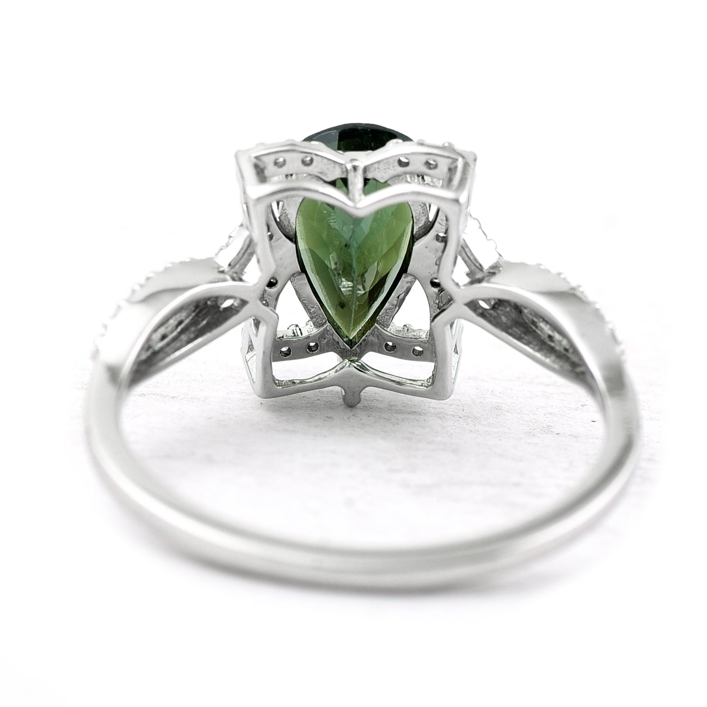 1.51 Ct Pear Mixed Cut Natural Green Tourmaline 950 Platinum Ring