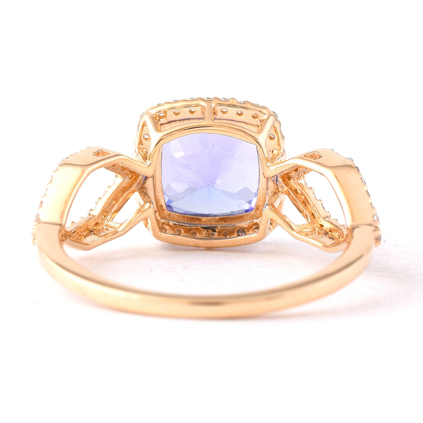 2.32 Ct Cushion Mixed Cut Natural Tanzanite 14K Gold Ring
