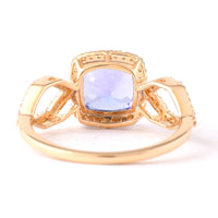 2.32 Ct Cushion Mixed Cut Natural Tanzanite 14K Gold Ring
