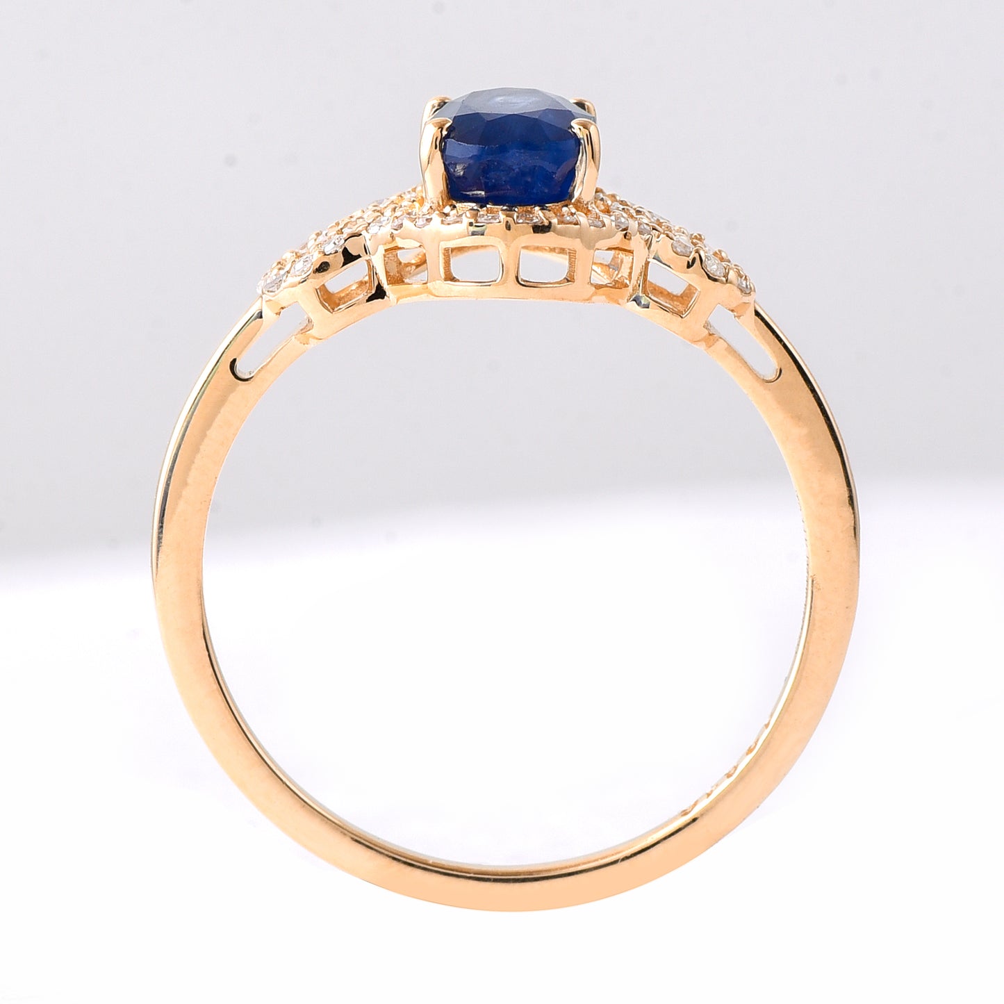 1.52 Ct Oval Mixed Cut Natural Sapphire 14K Gold Ring
