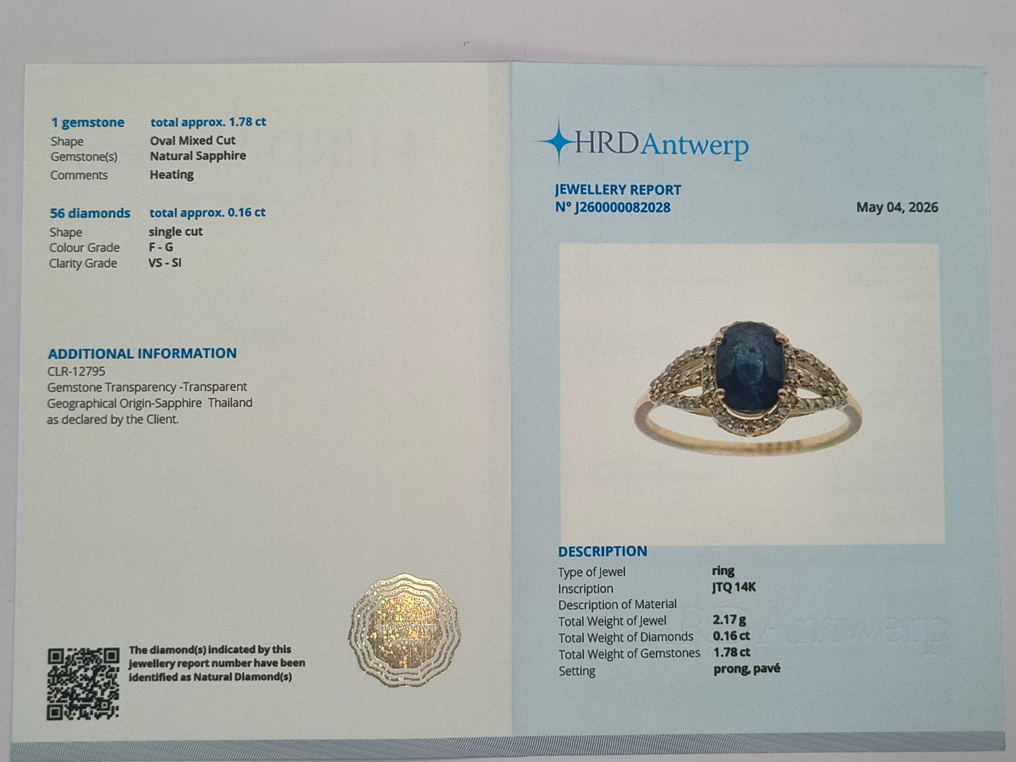 1.94 Ct Oval Mixed Cut Natural Sapphire 14K Gold Ring