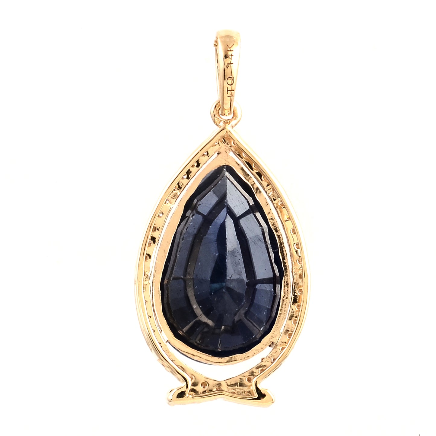 6.59 Ct Pear Mixed Cut Natural Corundum Sapphire 14K Gold Pendant