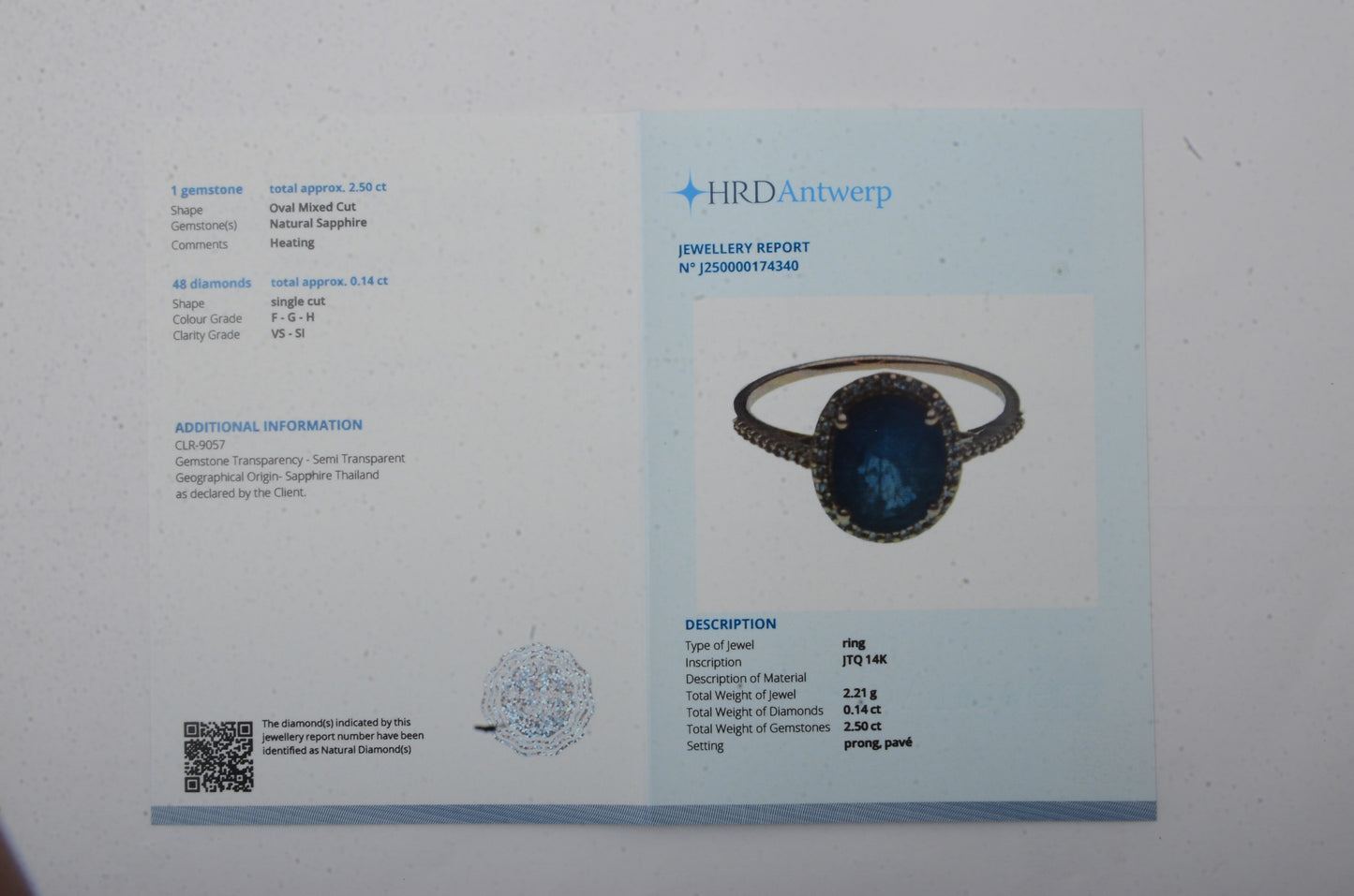 2.64 Ct Oval Mixed Cut Natural Sapphire 14K Gold Ring