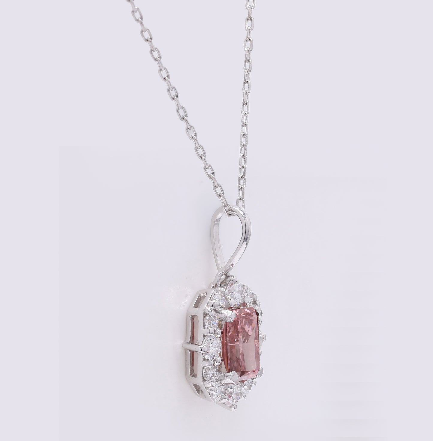 1.56 Carats Fancy Vivid Pink Lab Grown Diamond 14K Gold Pendant