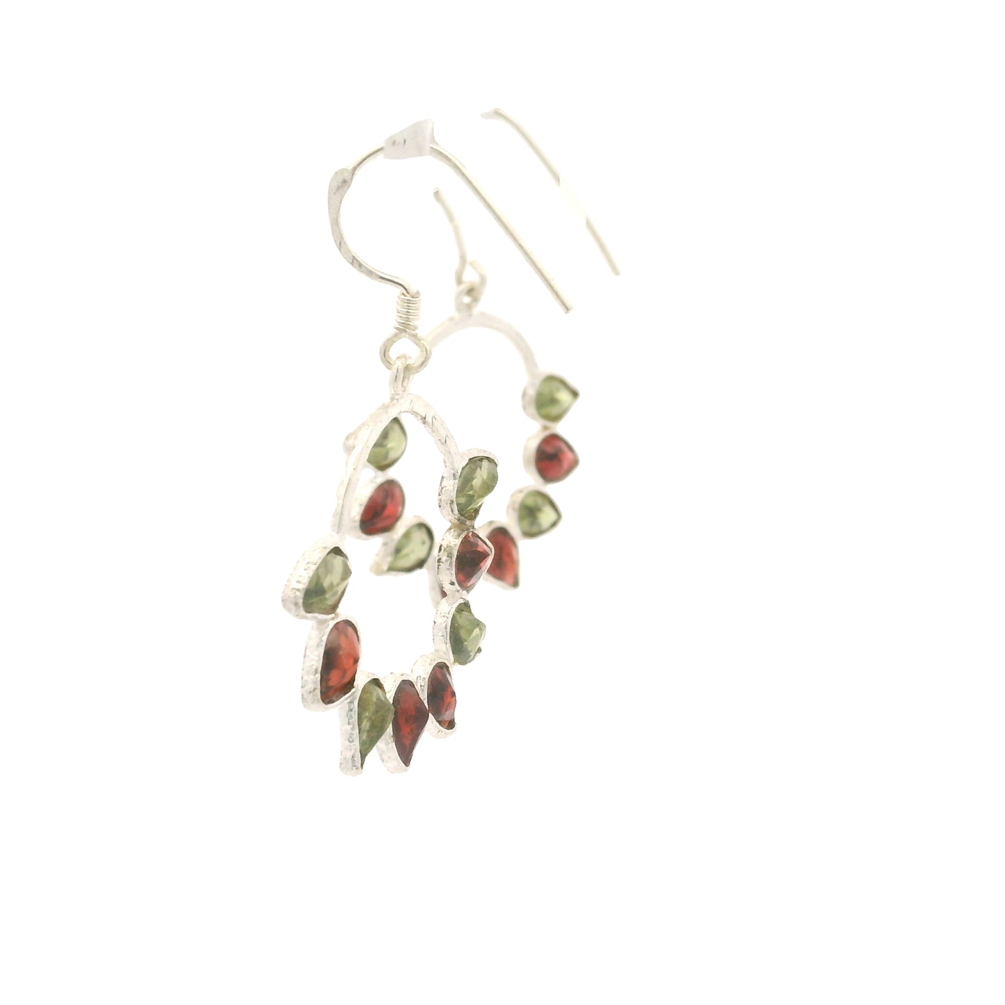 8.25 Ct Peridot, Garnet 925 Sterling Silver Earrings