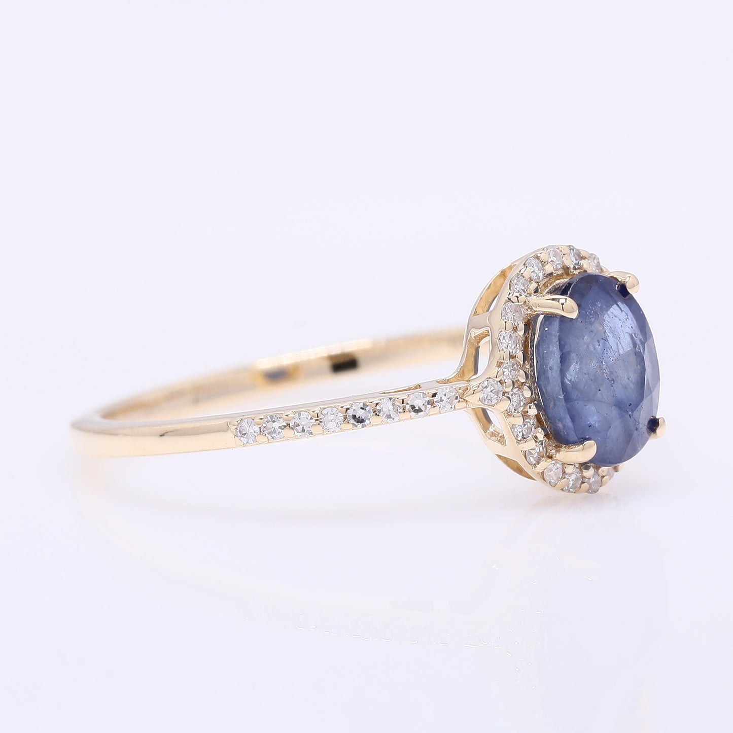 1.22 Ct Oval Mixed Cut Natural Sapphire 14K Gold Ring