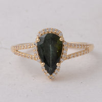 1.55 Ct Pear Tourmaline 9K Gold Ring