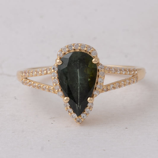 1.55 Ct Pear Tourmaline 9K Gold Ring