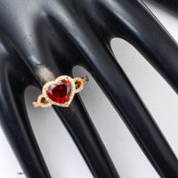2.25 Ct Heart Mixed Cut Natural Garnet 14K Gold Ring
