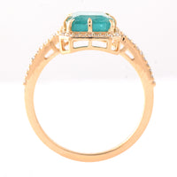 2.33 Ct Octagon Step Cut Natural Emerald 14K Gold Ring