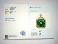 10.30 Ct Octagon Natural Eridot 14K Gold Pendant