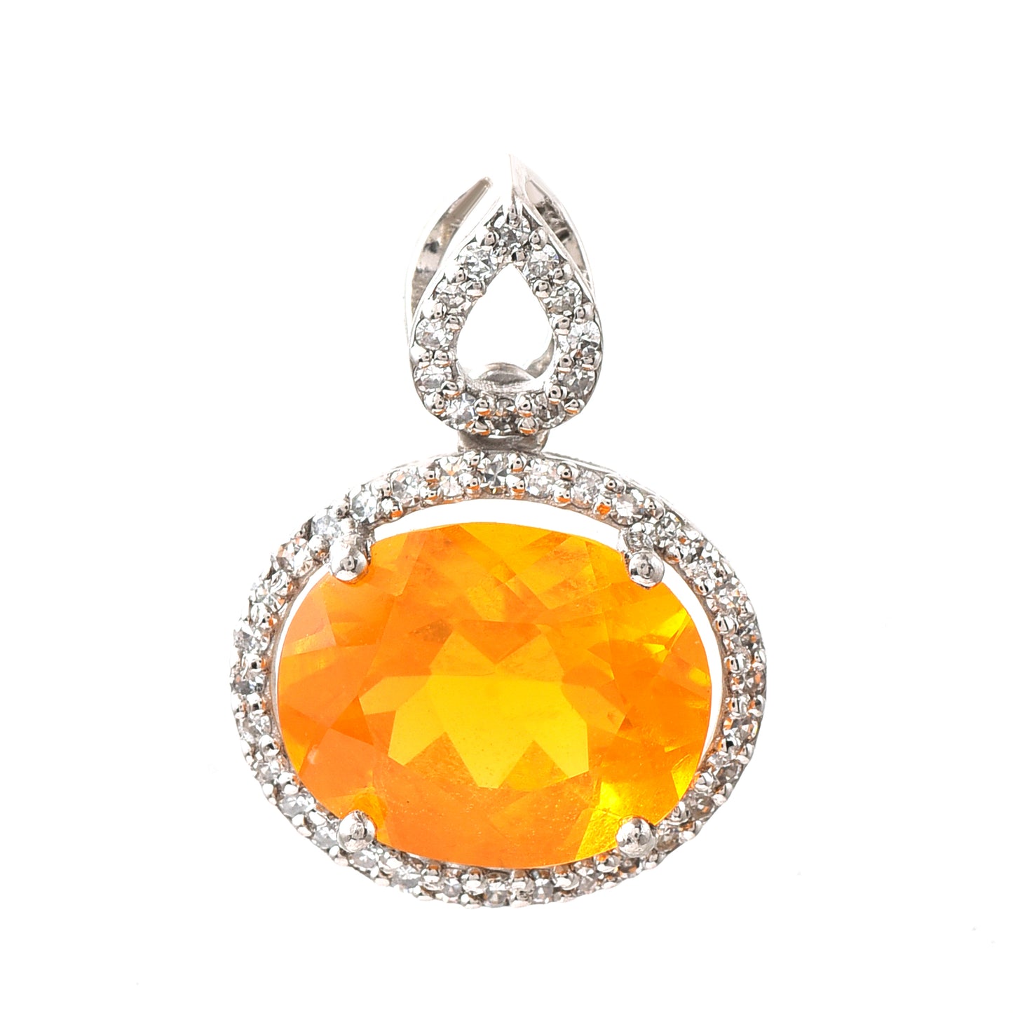 1.91 Ct Oval Fire Opal 950 Platinum Pendant
