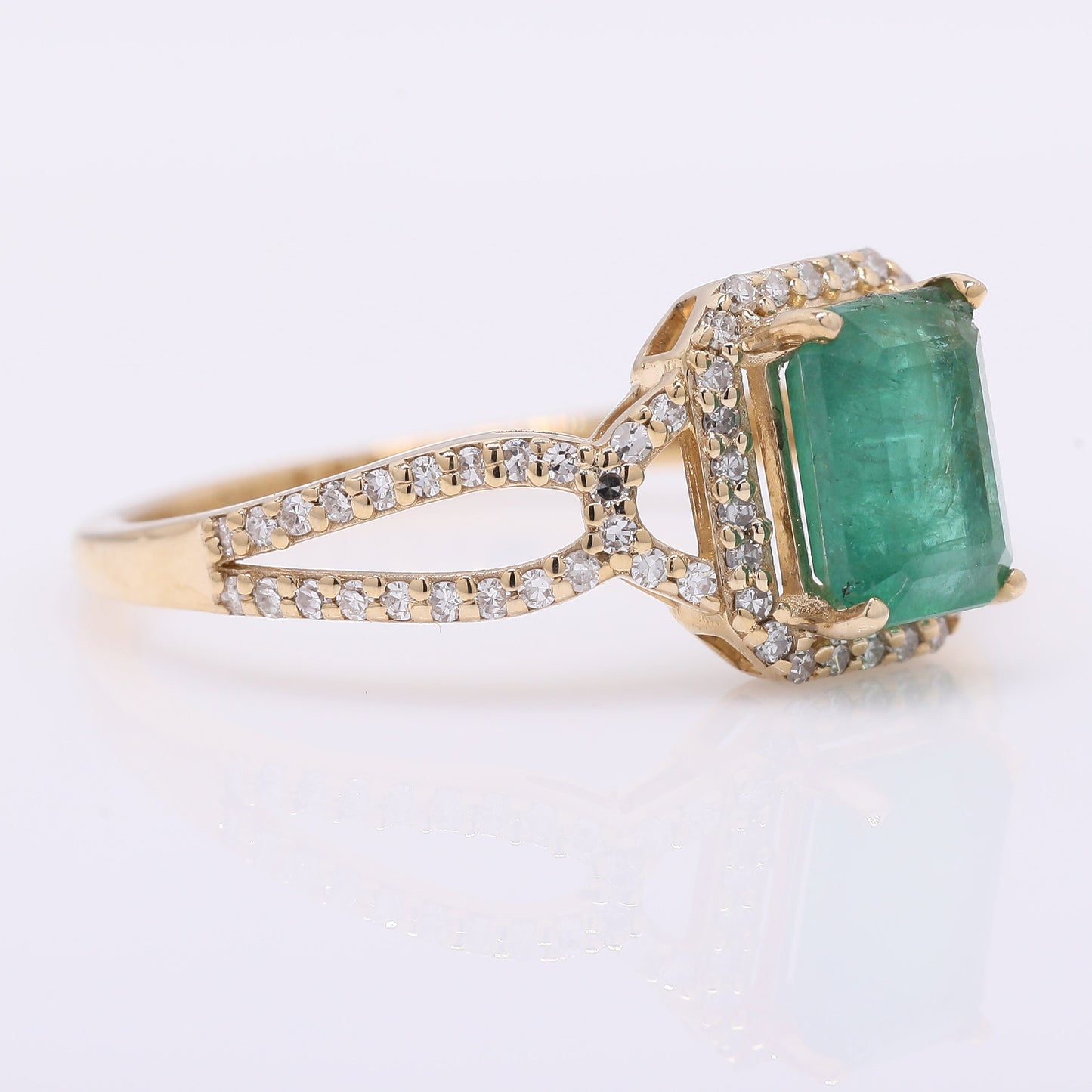 1.38 Ct Octagon Step Cut Natural Emerald 14K Gold Ring