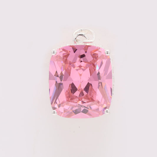 16.47 Ct Cushion Pink Cz 925 Silver Pendant