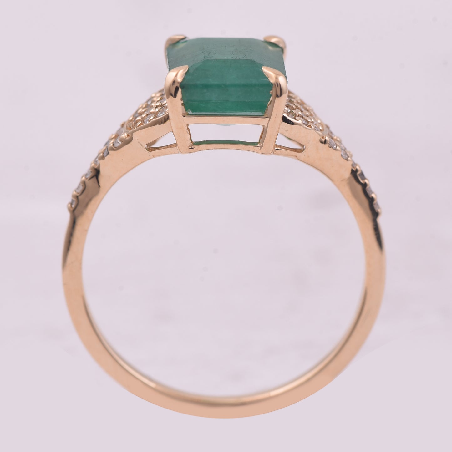 2.32 Ct Octagon Step Cut Natural Emerald 14K Gold Ring
