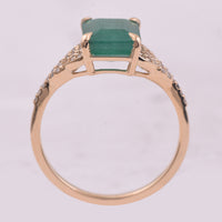 2.32 Ct Octagon Step Cut Natural Emerald 14K Gold Ring