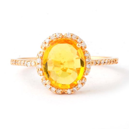 1.78 Ct Oval Mixed Cut Natural Yellow Sapphire 14K Gold Ring