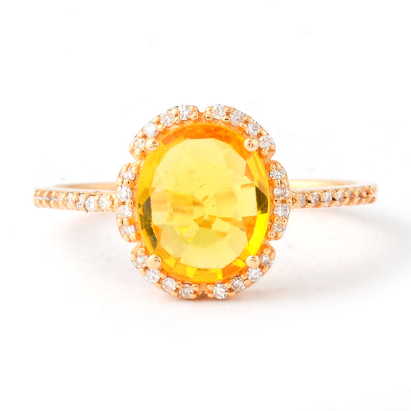 1.78 Ct Oval Mixed Cut Natural Yellow Sapphire 14K Gold Ring
