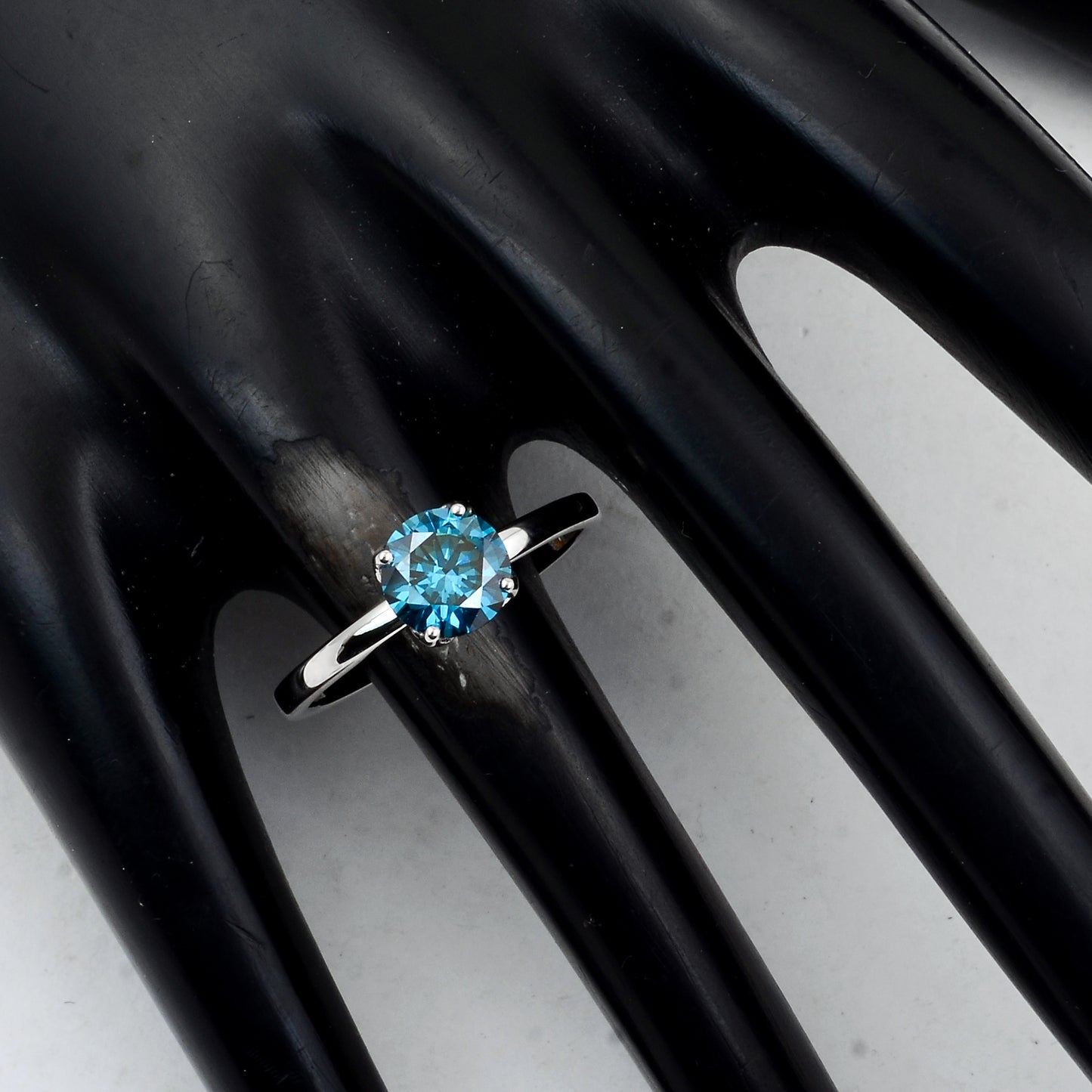 1.23 Carats Blue Lab Grown Diamond 14K Gold Ring