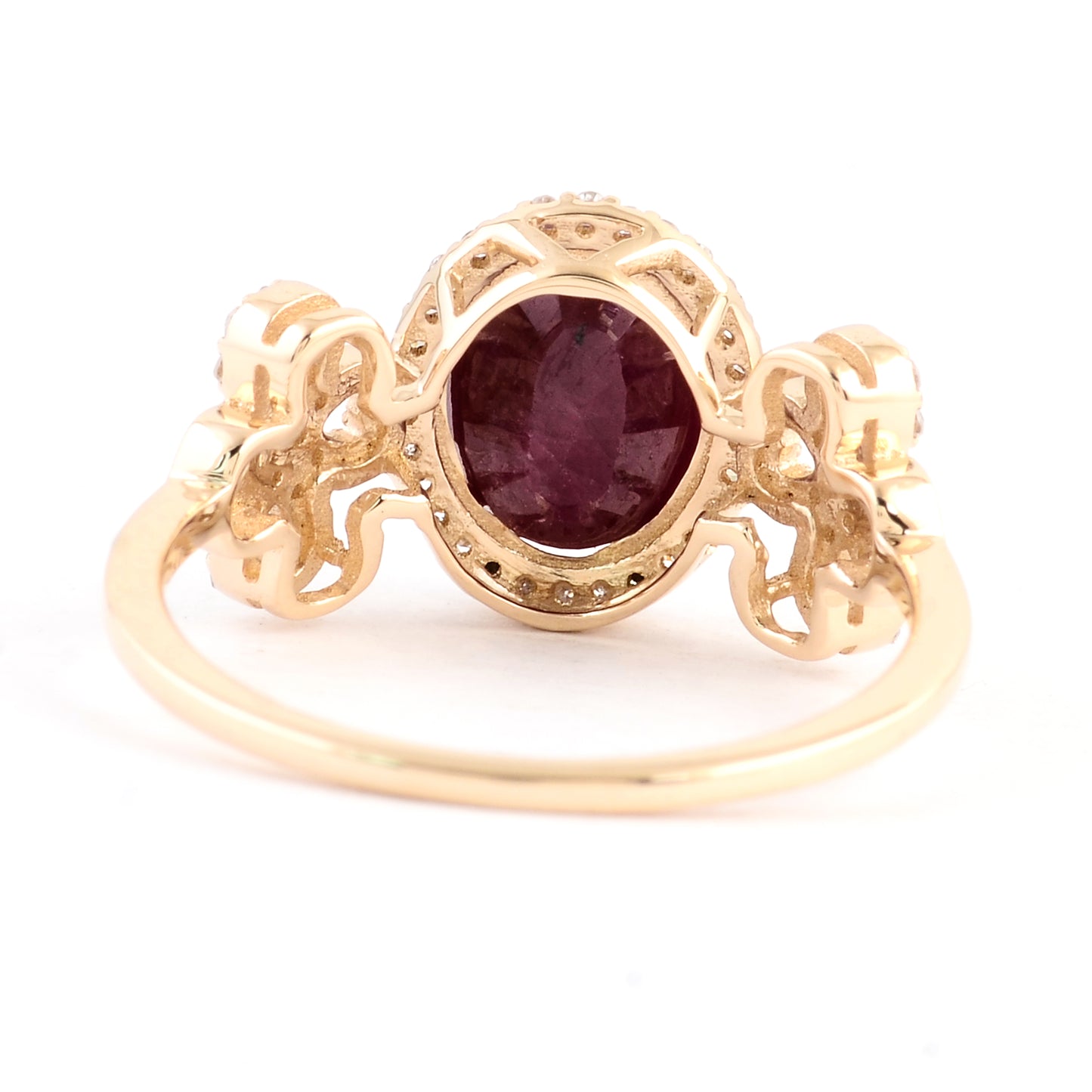 2.77 Ct Oval Mixed Cut Natural Corundum Ruby 14K Gold Ring