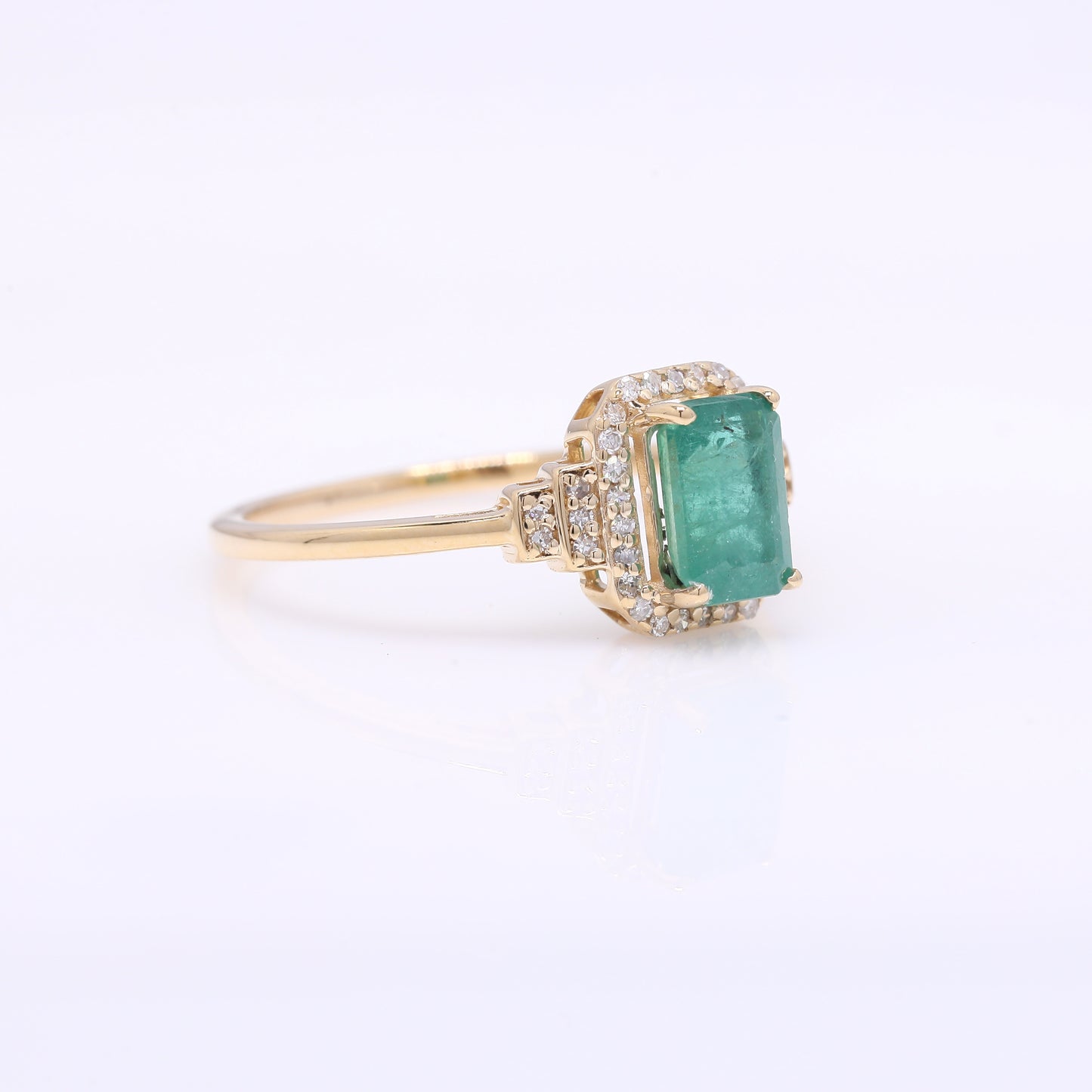 1.20 Ct Octagon Step Cut Natural Emerald 14K Gold Ring