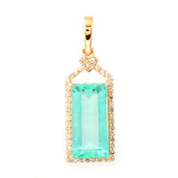 3.08 Ct Rectangle Step Cut Natural Emerald 14K Gold Pendant