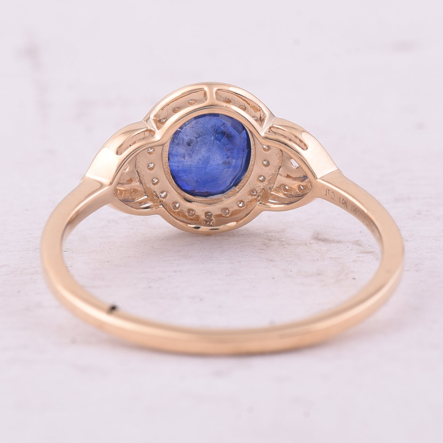 1.34 Ct Oval Mixed Cut Natural Sapphire 14K Gold Ring