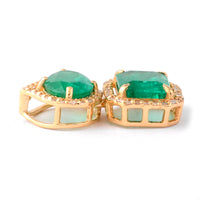 2.52 Ct Oval Mixed Cut, Octagon Step Cut Natural Emerald 14K Gold Pendant