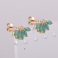 1.63 Ct Marquise Natural Emerald 14K Gold Earrings
