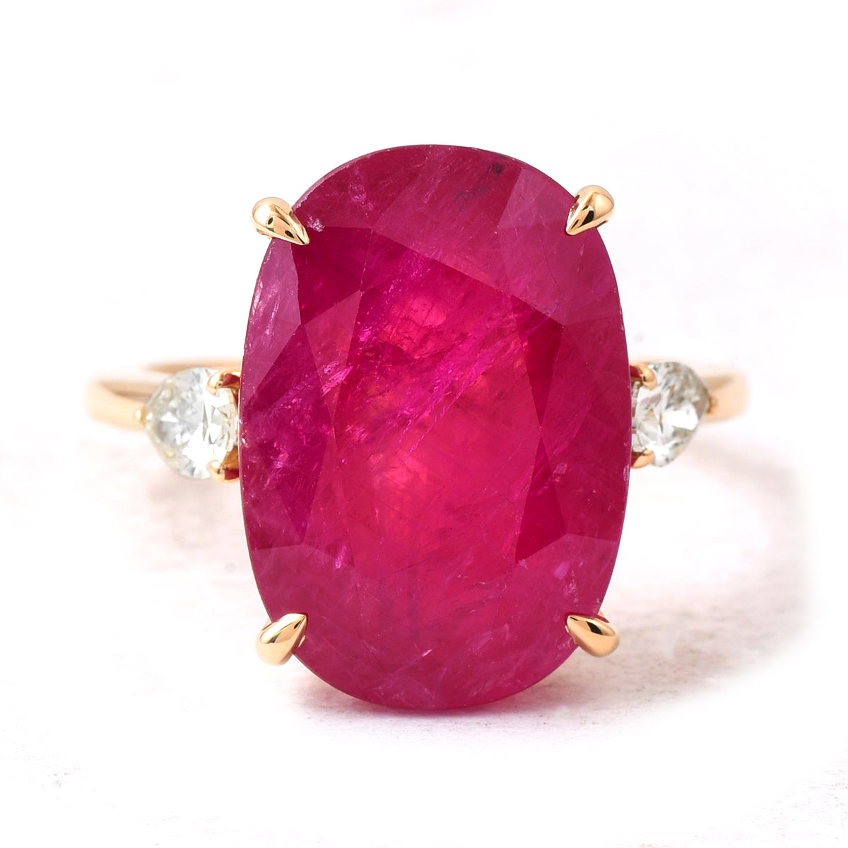 14.71 Ct Cushion Ruby 18K Gold Ring