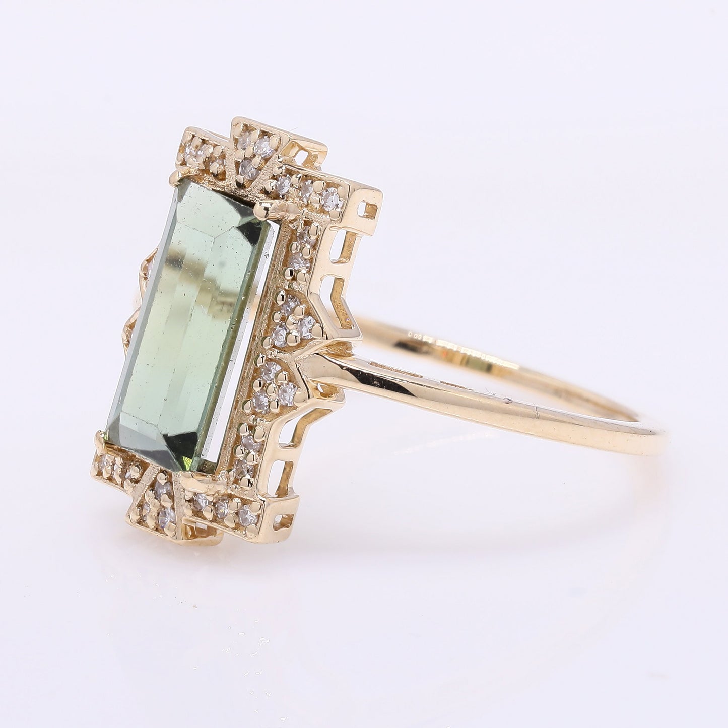 1.78 Ct Rectangle Step Cut Natural Tourmaline 14K Gold Ring