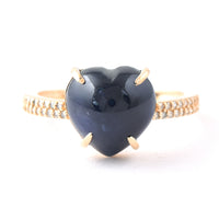 5.85 Ct Heart Cabochon Natural Sapphire 14K Gold Ring